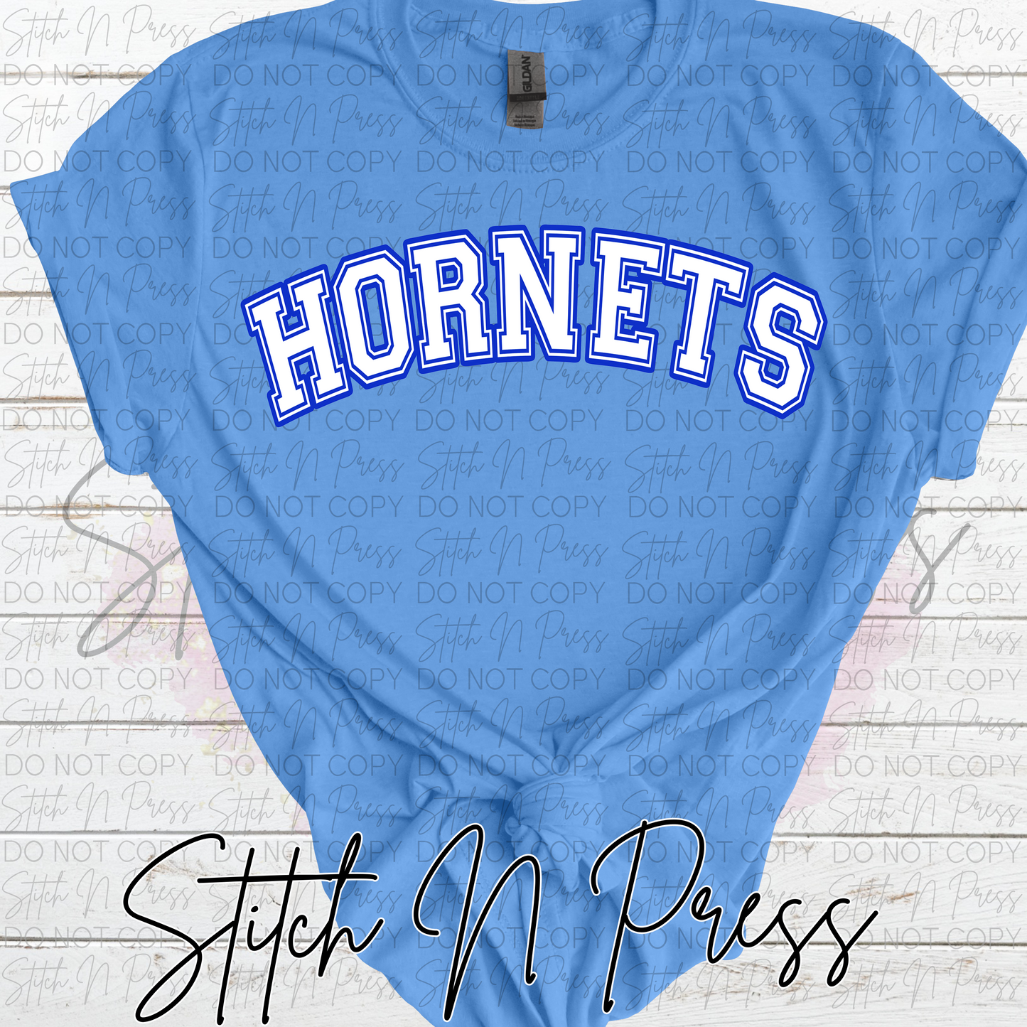 HORNETS CURVED BLUE OUTLINE