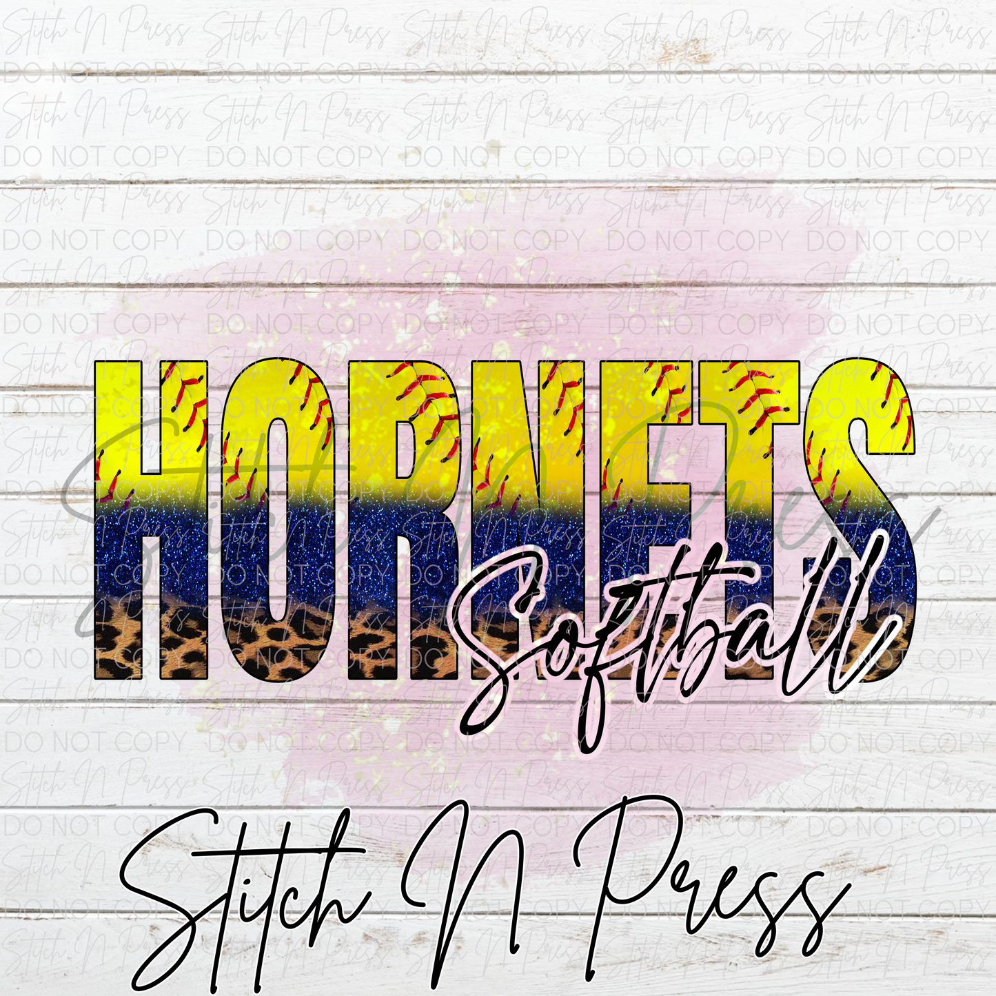 Hornet softball Leopard Blue- DTF Transfers